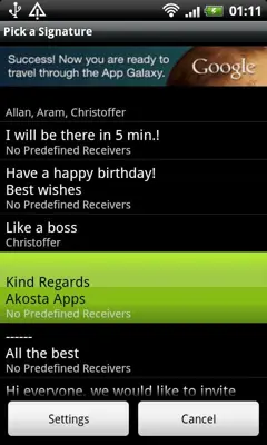 SMS Signature android App screenshot 1