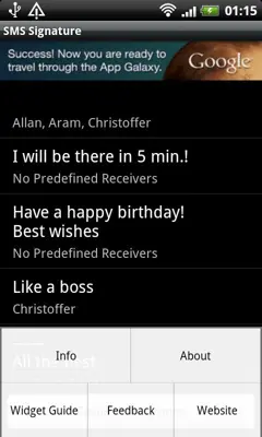 SMS Signature android App screenshot 3